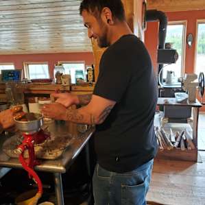 My handsome fiancee learning to make tortillas