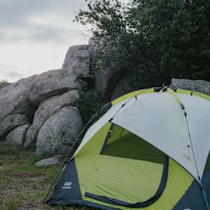 There are some nice tent spots situated right in front of the boulders here to protect you if it happens to be windy.