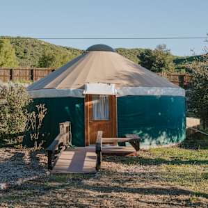 The floating pool experience is in this yurt.