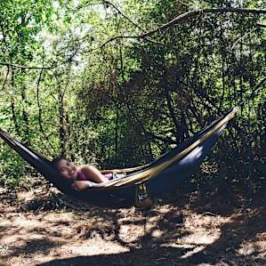 Relaxing in the hammock.