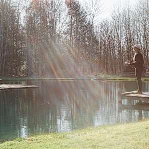 A small dock on the pond provides the best spot to fish.