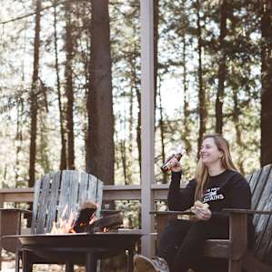 The back patio on the cabin is the best spot for dinner and a beer.