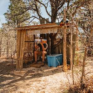 A nice and clean outhouse system...