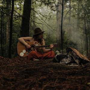 Guitar by the fire.