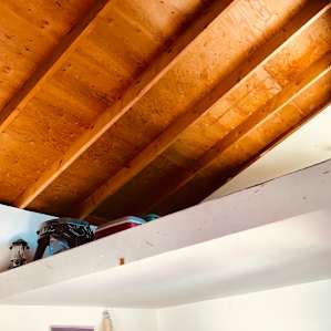 The cabin’s loft, which easily sleeps two.