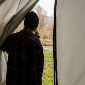 Your tent is 30 feet or less to the steam running through the property! And you can fish it!