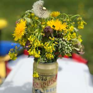 The orchard is full of gorgeous wildflowers.