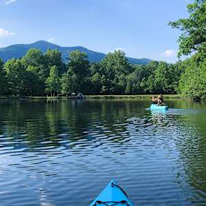 Looking back at our site while enjoying the lake.