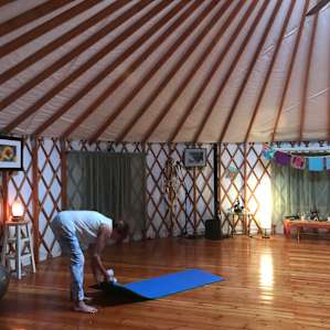 Sunday yoga in the yurt!