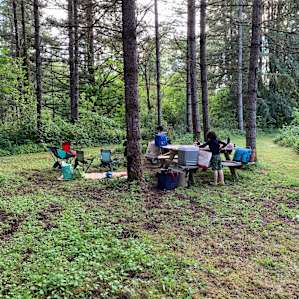Creekside campground with showers