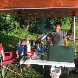 Cooking at camp.