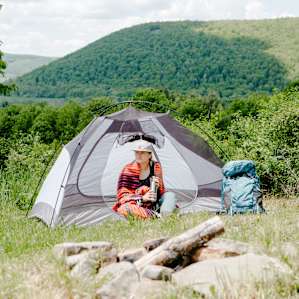 Tent site #1 provides a great view of the valley below.