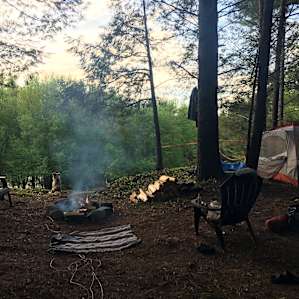 We set up camp under the trees for the second night. James helped us move all our stuff!