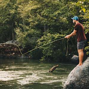 Fishing just below the farm