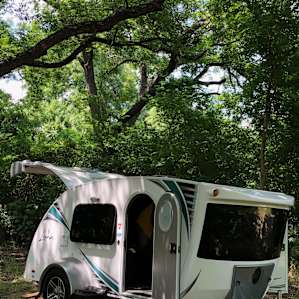 Shady campsite! Can be hard to find in Texas in the summer!