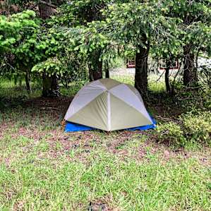 One of our tents. The weather on the night we stayed wasn't the best it's ever been but even though there was a little rain, there is tons of space under the large pine trees for tents. We managed to pack up the next day and the trees kept all of our stuff dry