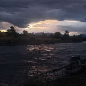 View of the sunset from the river