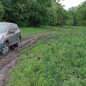 The "road" to camp from the farmhouse was only a little muddy...(the area had gotten 2-3 inches of rain in the week leading up to this)