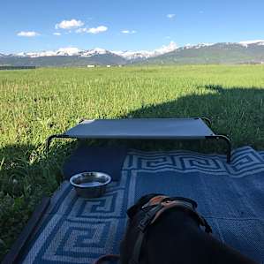 Camp surrounded by the Tetons