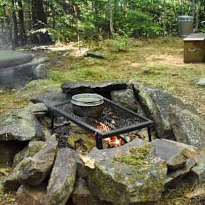 Using the firepit (right outside the tent) to boil water for dinner.