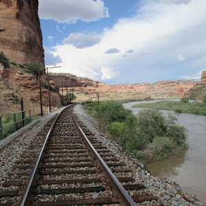 the Mcdonald Creek Canyon Trail ends at the Colorado River. This was a big accomplishment for dad (me)