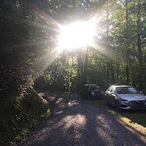 The parking area along the driveway