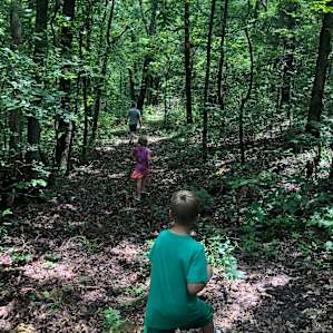 Hiking on the trails behind the shipping container