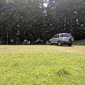 This campsite is halfway up the property, and was great. It was easy to drive up to, and was pretty close to the port-a-potty