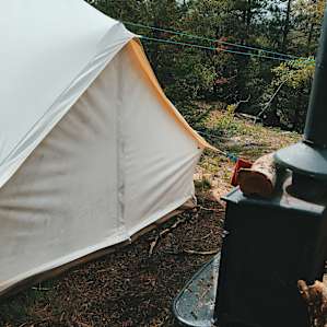 Inside the yurt are some foam pads that help keep you cozy throughout the night.