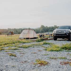Campsite sits at the edge of a beautiful pasture where Seller's horses roam when they aren't away at summer camp.