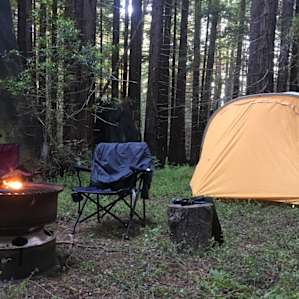 Campfire at the site. Nathan's friend made the fire ring our of two old truck wheels. It looks cool and works awesome!