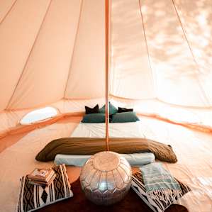 The inside of the tent is incredibly clean and perfectly set up for maximum coziness