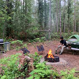 Cooking up some grub after a long day of hiking.