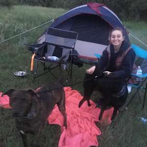 Settling down for the evening after long day of hiking