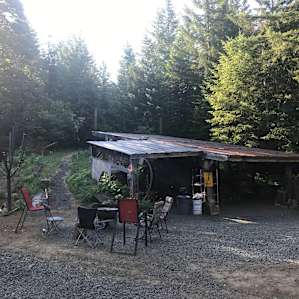 The kiln and fire pit.