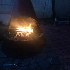 Cozy campfire in the teepee