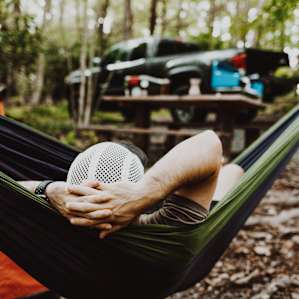 Relaxing at camp.