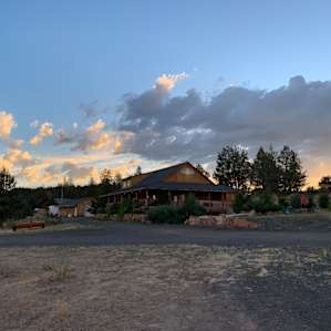 The farm store at sunset.