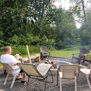 Community Fire Pit with River Behind