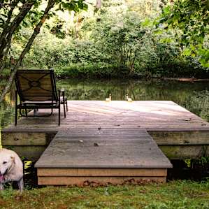 The swimming pond on the property. Cold but very refreshing in the summer heat.
