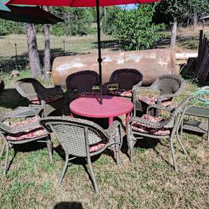 Table. There is another picnic bench in the kitchen area too. Plenty of seating.