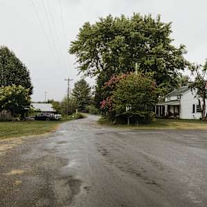 End of Easome Road and beginning of gravel road