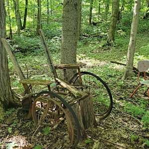 An old wheel chair. Pretty cool to find when your exploring.