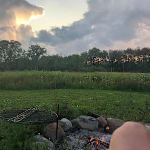Great view of fire, prairie and clouds building.