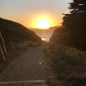 Super close to a beautiful sunset view over the ocean!