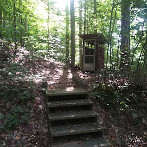Jim's outhouse- just far enough of a 3 minute walk away from the rest of the campsite for privacy.