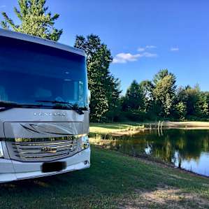 Our camping spot next to the pond