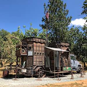 The elaborate wagon that Michel built and traveled with,..I believe he named her Florence.