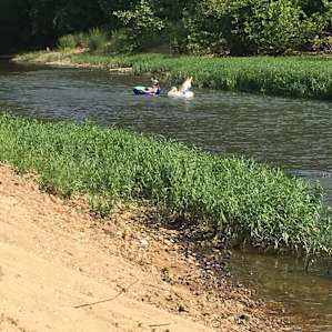 Kids floating down the river