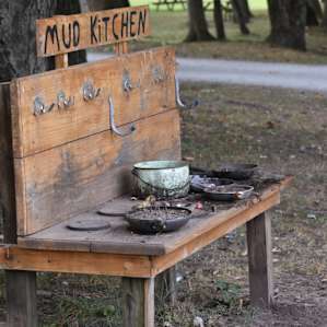 Mud Kitchen for little chefs to practice their mud pie art!